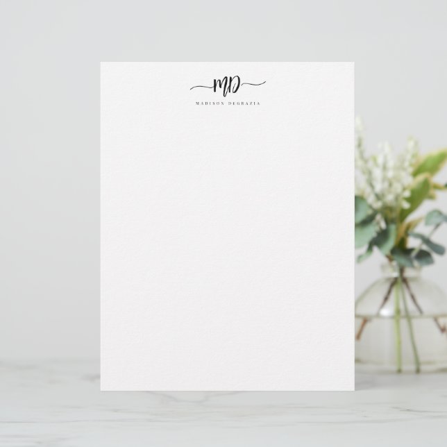 En-tête De Lettre Script de pinceau Monogramme personnalisé moderne  (Debout devant)