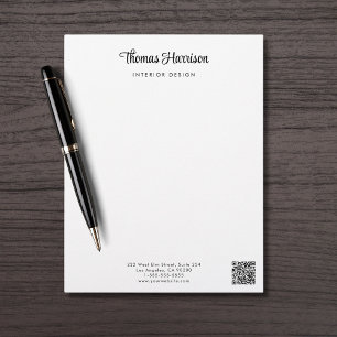En-tête De Lettre Script de signature élégant Code QR Entreprise