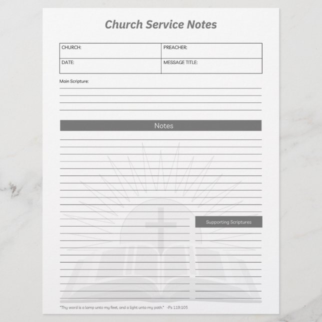 En-tête De Lettre Service de l'église Notes bibliques chrétiennes Gr (Devant)