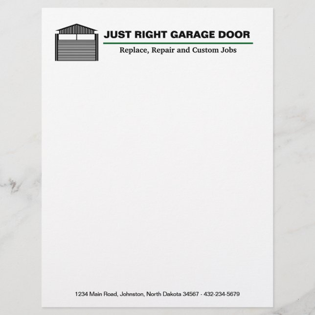 En-tête De Lettre Service de porte de garage professionnel (Devant)