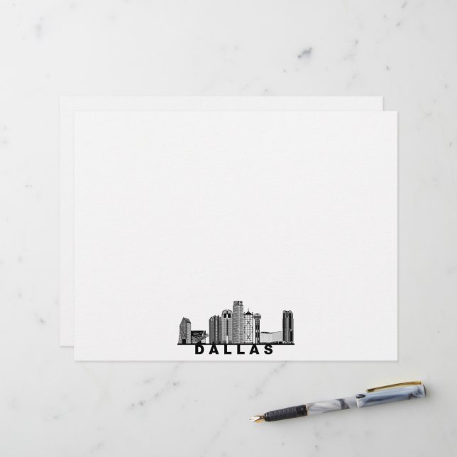 En-tête De Lettre Silhouette de la skyline de Dallas  (Devant/Arrière en situation)
