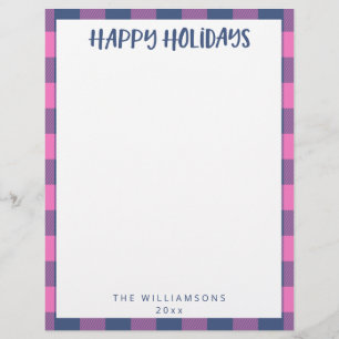 En-tête De Lettre Simple Cute Rose Plaid Nom Vacances