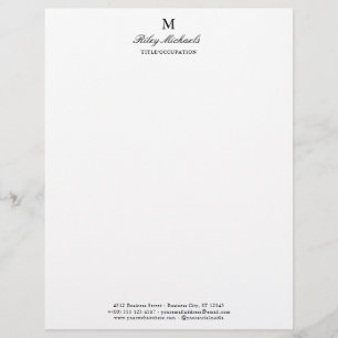 En-tête De Lettre Simple Élégant Monogramme Nom Titre Non Ligné