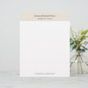 En-tête De Lettre Simple lin beige clair Typographie noire