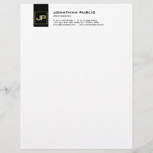 En-tête De Lettre Simple moderne de monogramme noir élégant d'or
