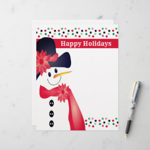En-tête De Lettre Snowman Et Polka Dot Designer