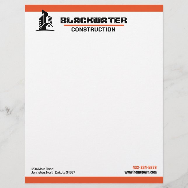 En-tête De Lettre Société de construction Commerciale et Résidentiel (Devant)