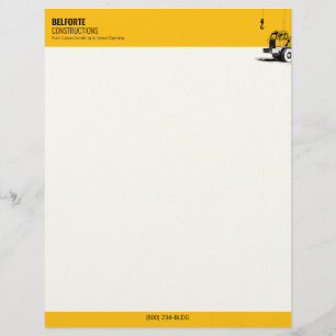 En-tête De Lettre Société de construction Crane jaune et noire