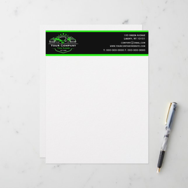 En-tête De Lettre Société professionnelle de remorquage, service de  (Devant/Arrière en situation)