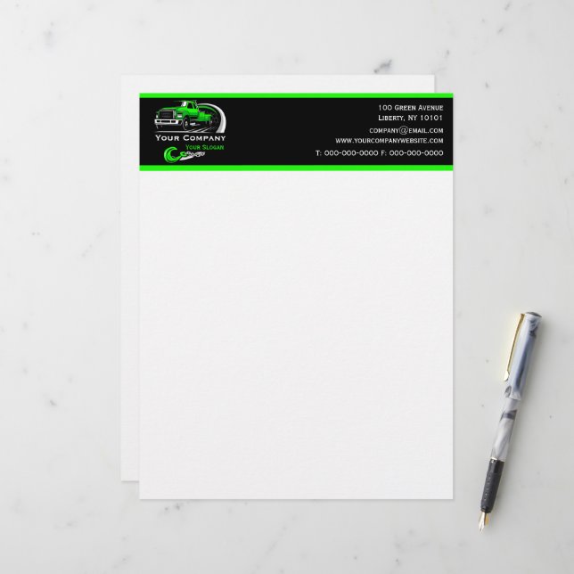 En-tête De Lettre Société professionnelle de remorquage, service de  (Devant/Arrière en situation)