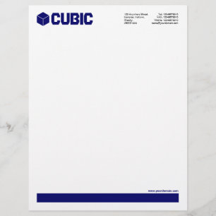 En-tête De Lettre Souligné (logo de cube) - Marine profonde
