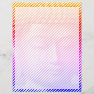 En-tête De Lettre Statue Visage Bouddha Colorée Formée Par Lignes