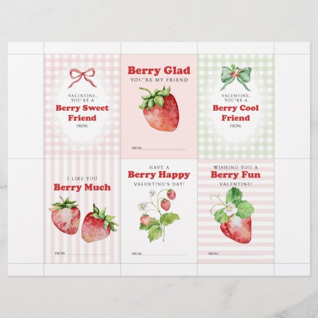 En-tête De Lettre Strawberry Valentine Cards for Kids (Devant)
