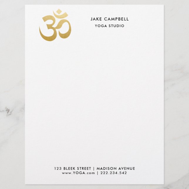 En-tête De Lettre Studio indien de yoga de symbole d'ohm (Devant)