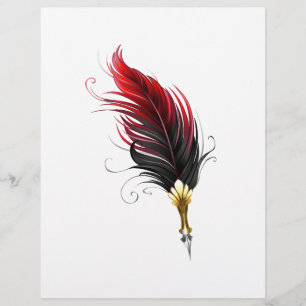 En-tête De Lettre Stylo rouge en plumes avec nib or