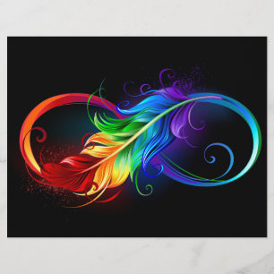 En-tête De Lettre Symbole d'infini avec plume arc-en-ciel