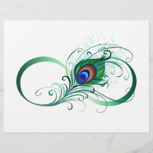 En-tête De Lettre Symbole d'infini avec plume de paon