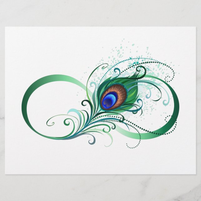En-tête De Lettre Symbole d'infini avec plume de paon (Devant)
