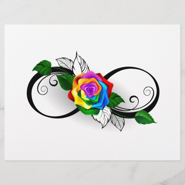 En-tête De Lettre Symbole d'infini avec Rose arc-en-ciel (Devant)