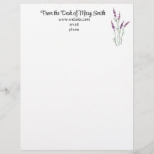 Tête de lettre personnalisée de la lavande aquarel