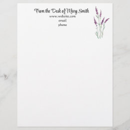 En-tête De Lettre Tête de lettre personnalisée de la lavande aquarel