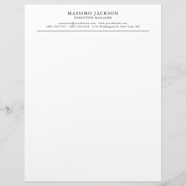 En-tête De Lettre Trendy Modern Plain Black & White Professional (Devant)