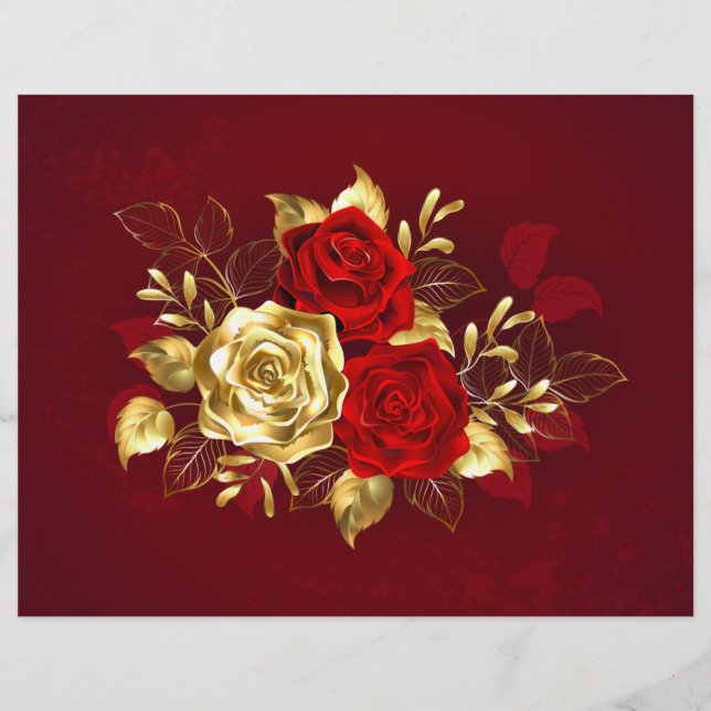 En-tête De Lettre Trois Roses de bijoux (Devant)