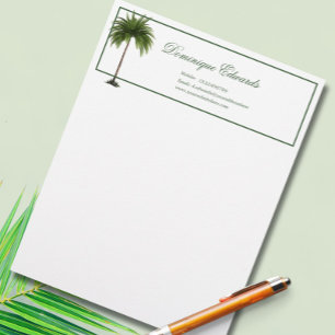 En-tête De Lettre Tropical Palm Tree Green élégant professionnel