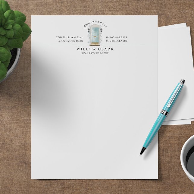 En-tête De Lettre Turquoise Aquarelle Porte avant Société personnali (Créateur téléchargé)