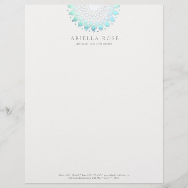 En-tête De Lettre Turquoise Lotus Mandala (Devant)