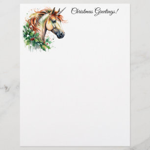 En-tête De Lettre Unicorne à Noël