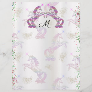 En-tête De Lettre Unicornes arc-en-ciel cristal