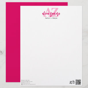 En-tête De Lettre Viva Moderne Magenta Gras Chic Rose Personnalisé