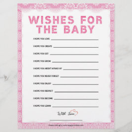 En-tête De Lettre Voeux Pour Le Bébé [Dentelle De Luxe [Rose]