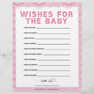 En-tête De Lettre Voeux Pour Le Bébé [Dentelle De Luxe [Rose]