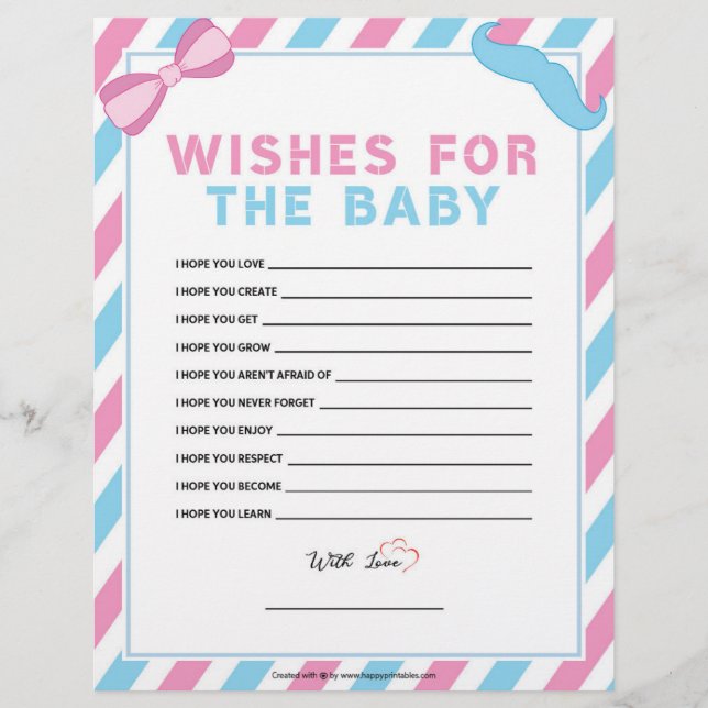 En-tête De Lettre Voeux Pour Le Bébé [Surprise Sexe] (Devant)