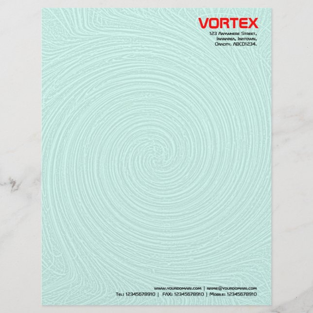 En-tête De Lettre Vortex - Blanc à Turquoise pâle (Devant)