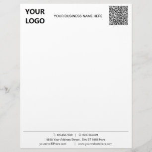 En-tête De Lettre Votre logo d'entreprise et votre code QR - Exemple