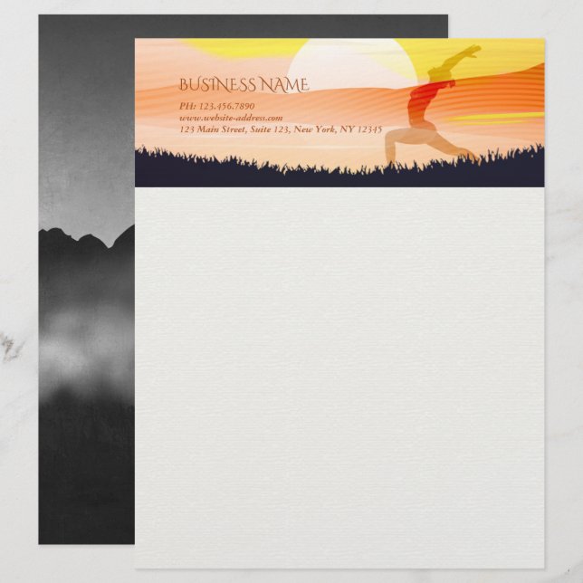 En-tête De Lettre Yoga Instructeur Sun Salutation Crescent Moon Pose (Devant / Derrière)