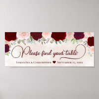 En-tête de tableau de Mariage floral rouge et rose