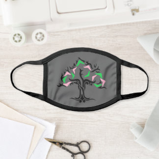 En Tissu Masque d'arbre rose et vert
