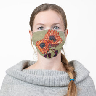 En Tissu Masque de face des tournesols rouges