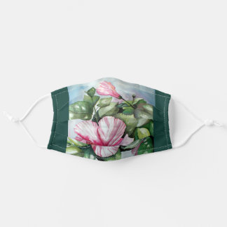 En Tissu Masque Visage D'Art Fine Et Hibiscus Aquarelle