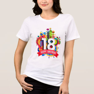 En Tri-matière 18e Joyeux Anniversaire T-shirt fille Tri-Blend