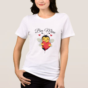 En Tri-matière Adorable Bee Holding Heart Saint Valentin T-shirt