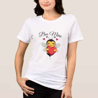En Tri-matière Adorable Bee Holding Heart Saint Valentin T-shirt