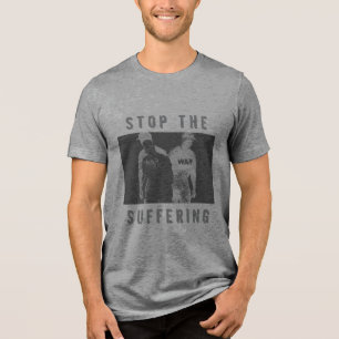 En Tri-matière "Arrêtez la souffrance" T-shirt de guerre noir gri