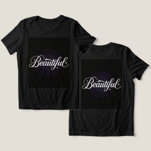 En Tri-matière Beau Script blanc Or étoiles noir T-shirt