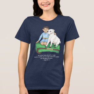 En Tri-matière Berger garçon et agneau psaume chrétien T-shirt
