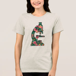En Tri-matière Biologie Microscope Floral Hawaiien T-shirt